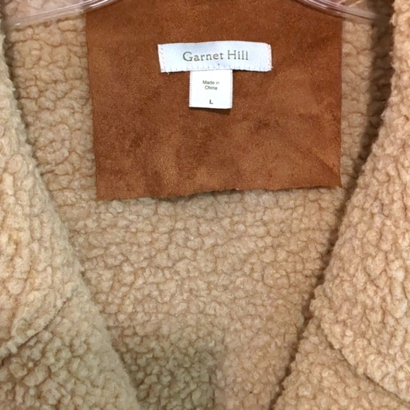 Garnet Hill tan faux sherling coat size large - Picture 10 of 12